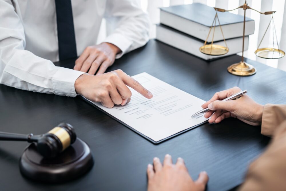 Businesswoman and Male lawyer consult and conference having team
